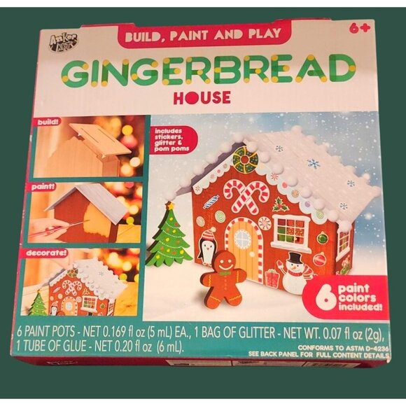 New Anker Art Build Paint Play Gingerbread House Kit - Picture 1 of 9